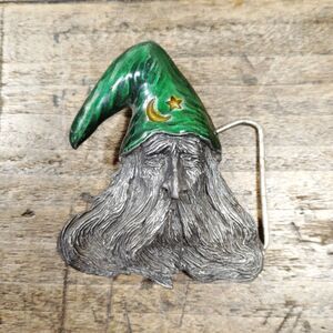 Vtg 3-D Wizard Belt Buckle Sorcerer ENAMEL 1979 Bergamot Brass Works N-145 USA